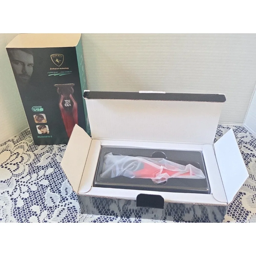 Difen Men's Professional Hair Trimmer Red Rechargeable Super Quiet Brand New
